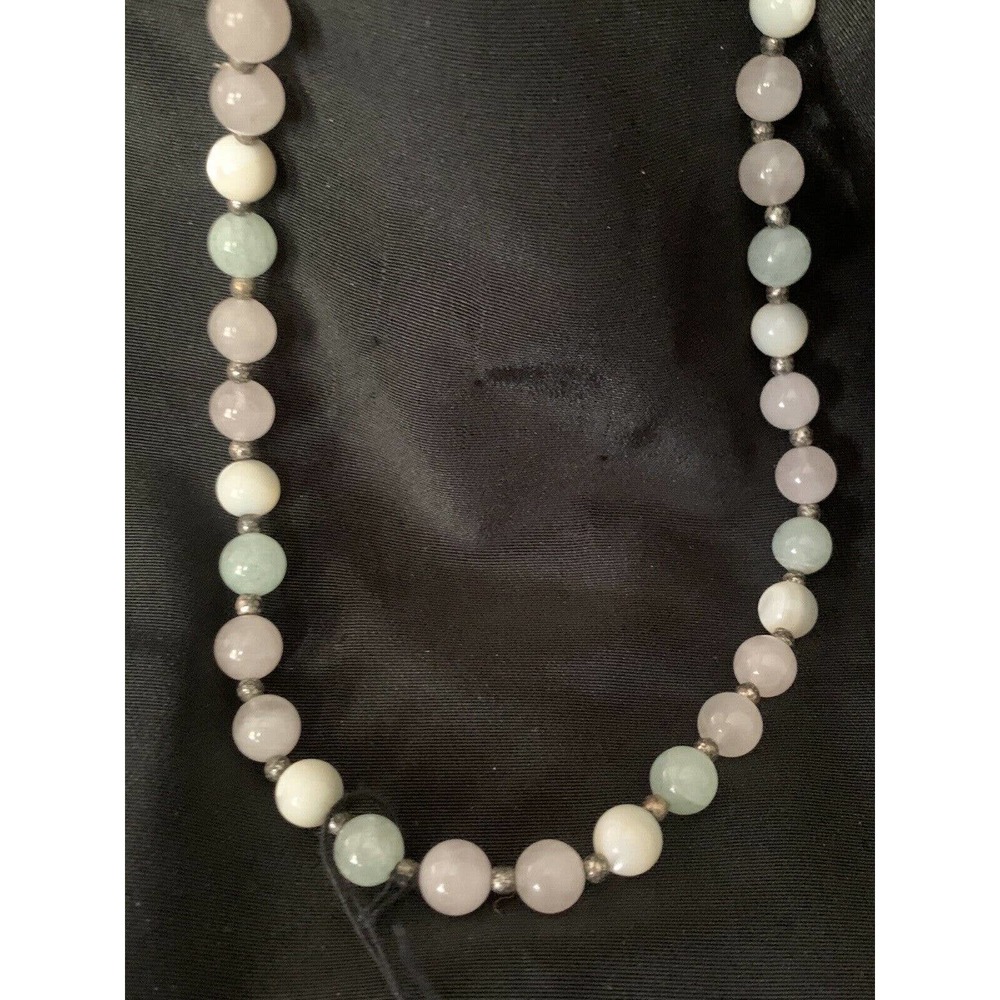 Vintage Gemstone Beaded Necklace Mother of Pearl